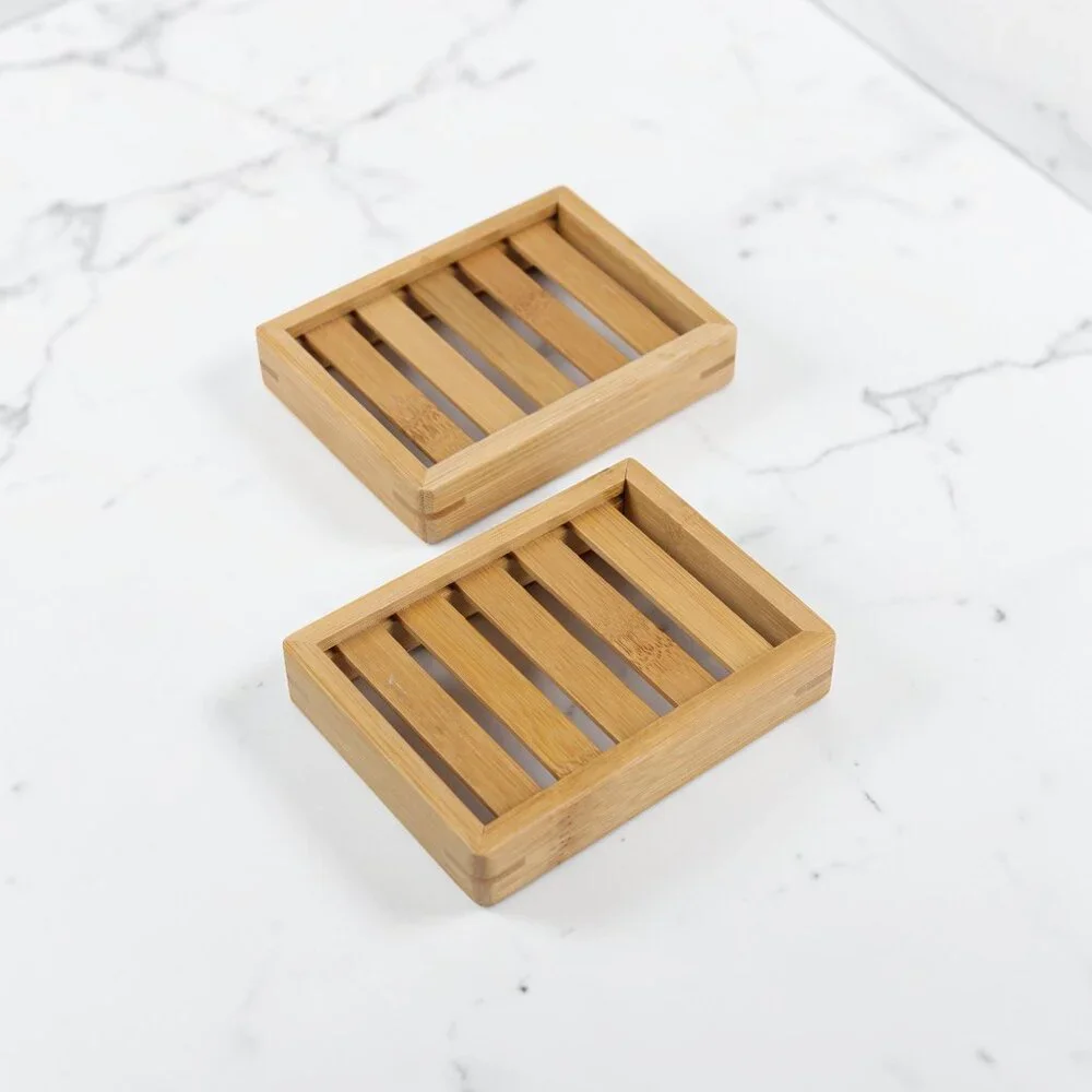 Set Of 2 Eco Friendly Natural Bamboo Soap Tray